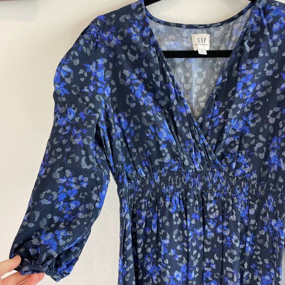 GAP Maternity Blue Leopard Print Midi Dress - Size Small - Picture 4 of 14